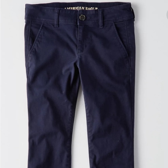 American Eagle Kick Boot Women's 8R Navy Dress Pants Midrise Stretch - Picture 3 of 15